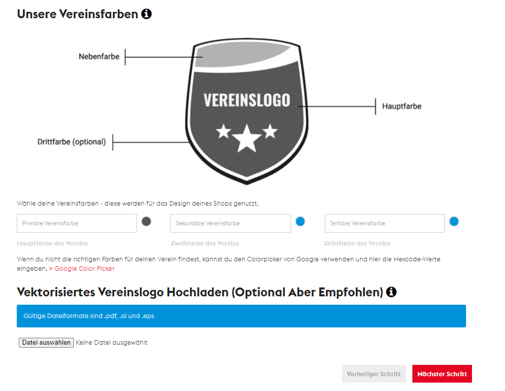 Teamshops erstellen - Farbe wählen