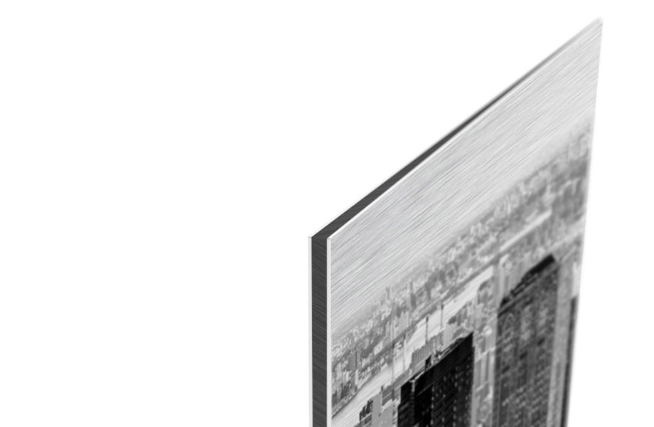 Werbeschilder aus Aluverbund silber gebürstet