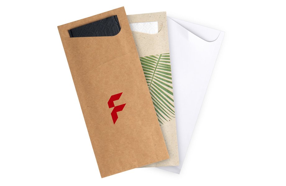 
Kompostierbare Werbemittel - Bestecktaschen aus Papier