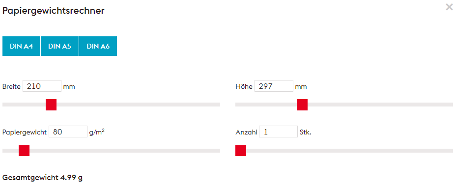 FLYERALARM Papiergewichtsrechner