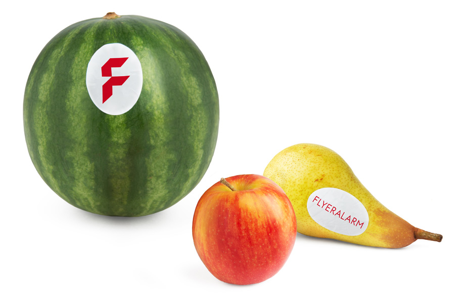 Lebensmitteletiketten auf Obst