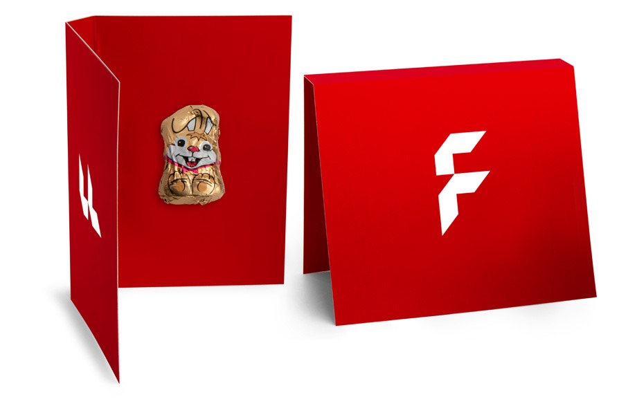 FLYERALARM Ostergrüße Klappkarten mit Süßigkeiten