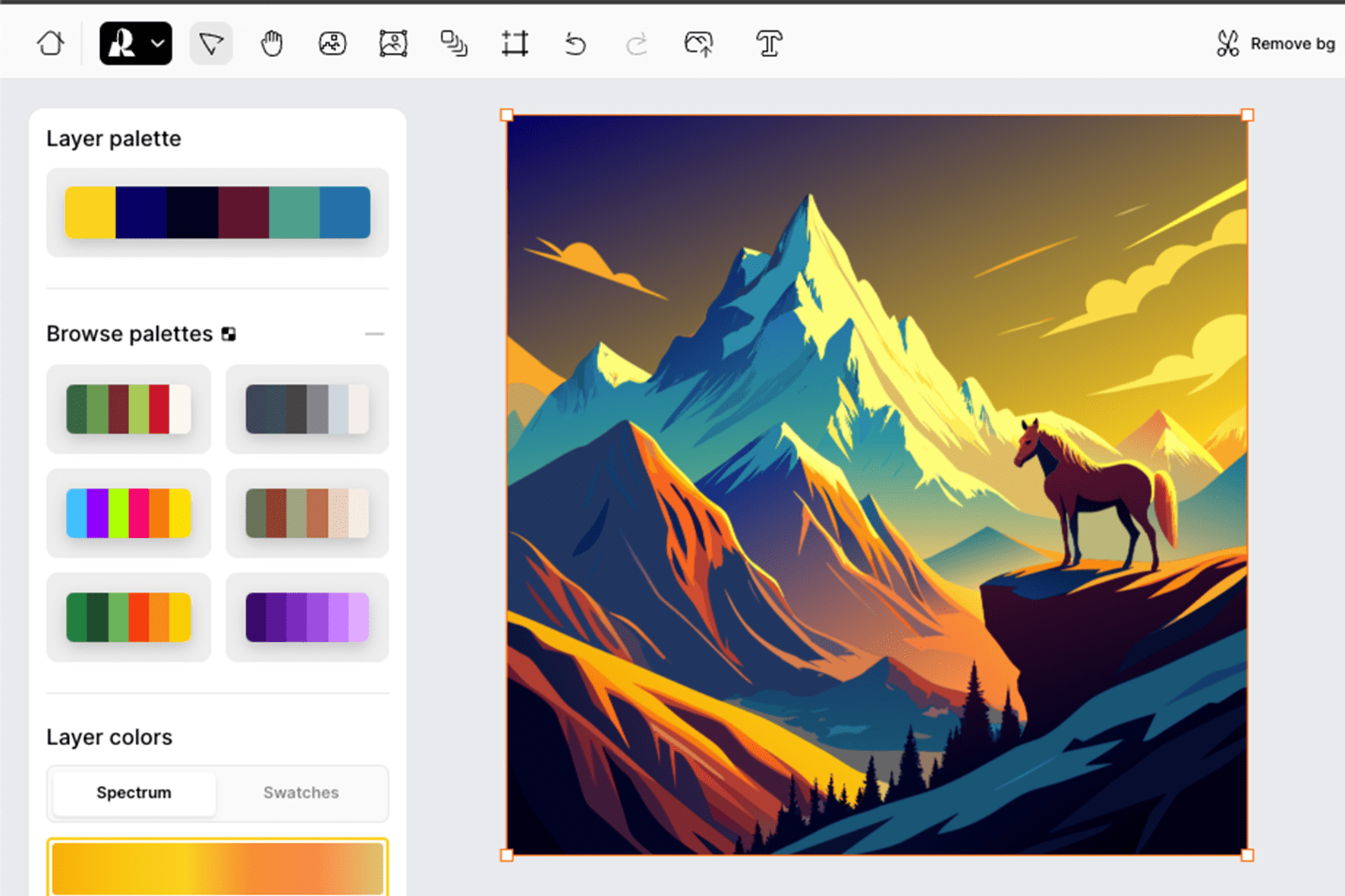 Screenshot der Nutzeroberfläche von Recraft 